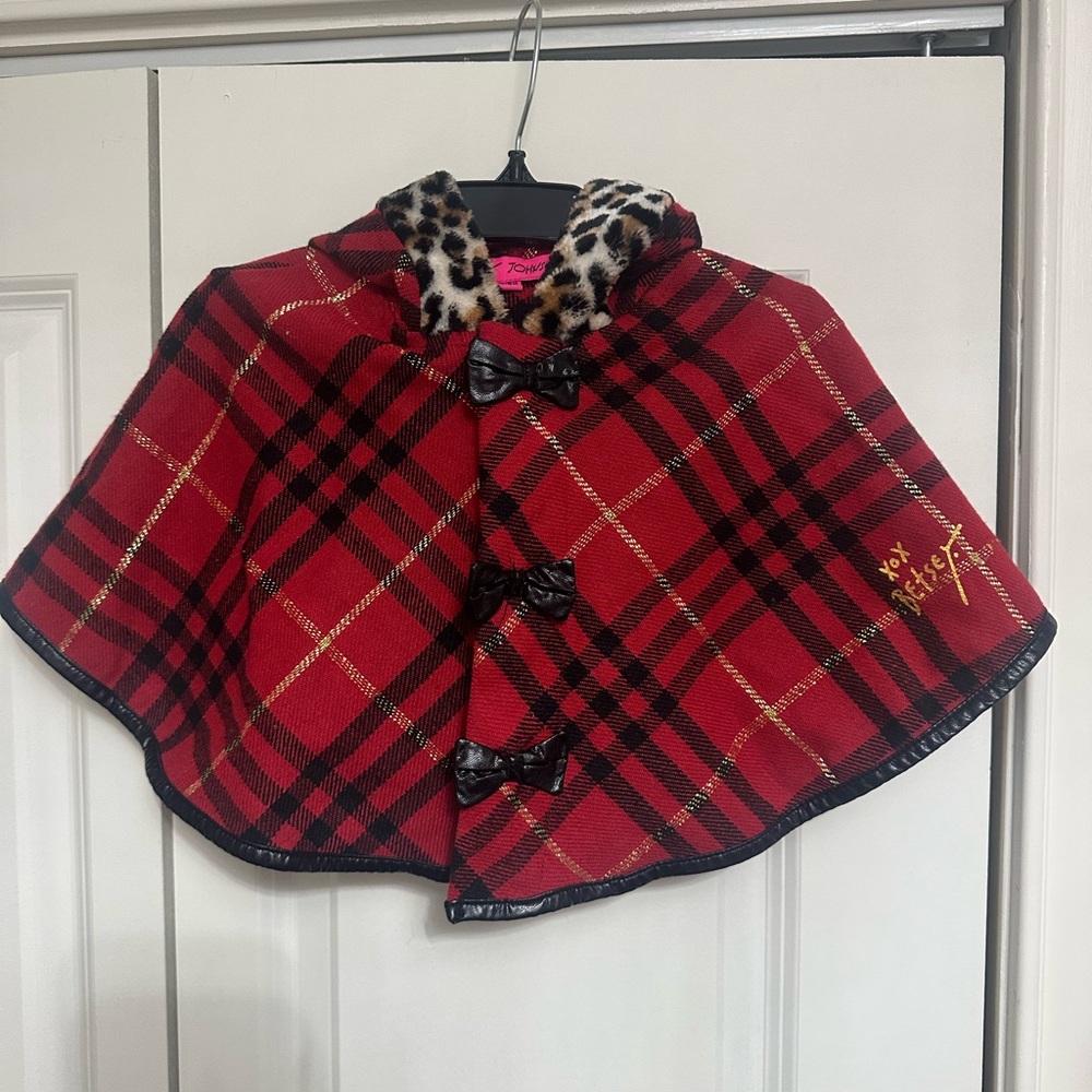 Betsey Johnson Girls Plaid Cape